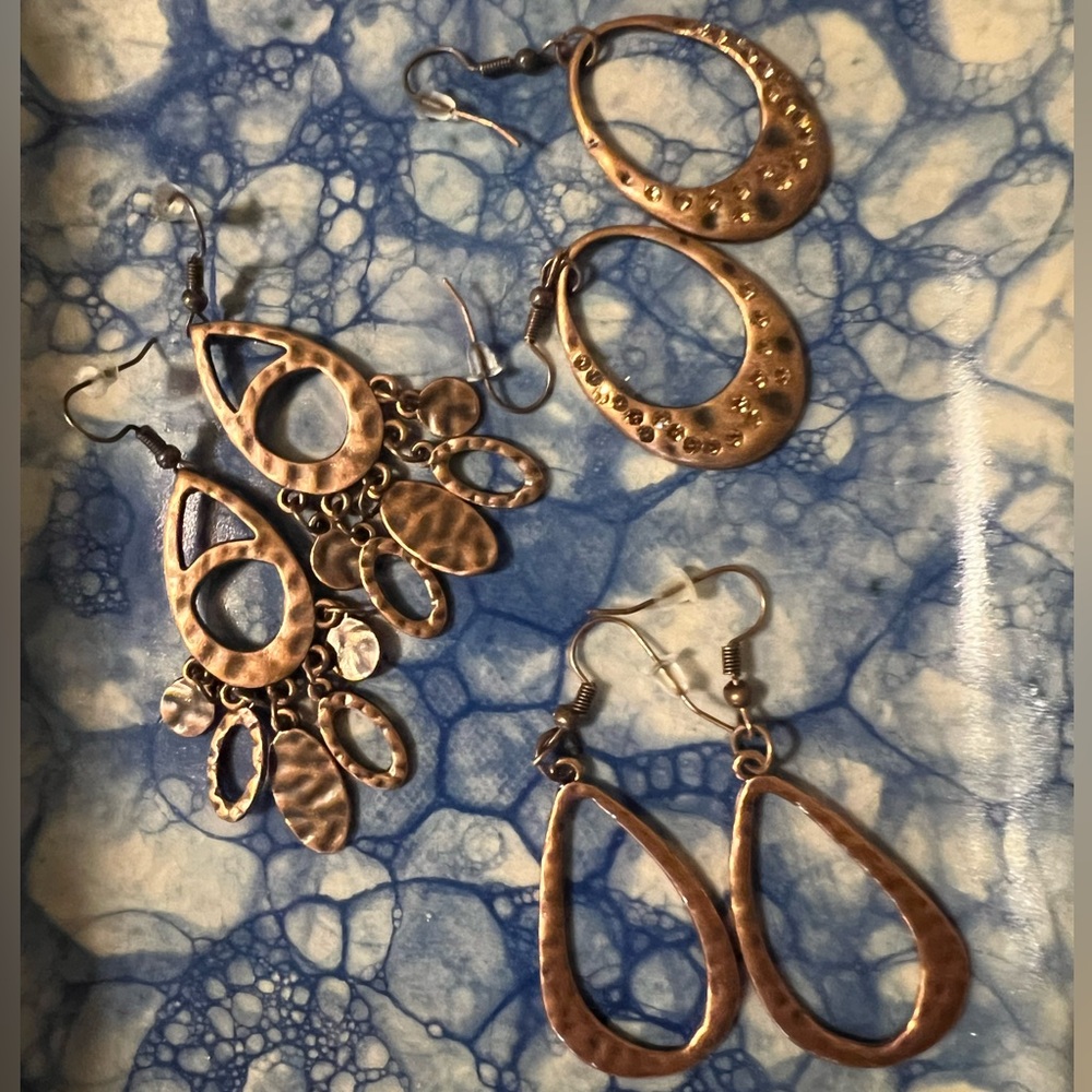 Paparazzi Bronze Teardrop Earrings Trio